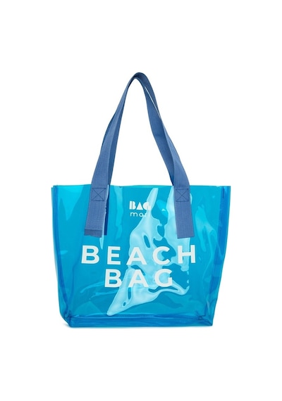 Bagmori Beach Bag Baskılı Şeffaf Plaj Çantası Mavi
