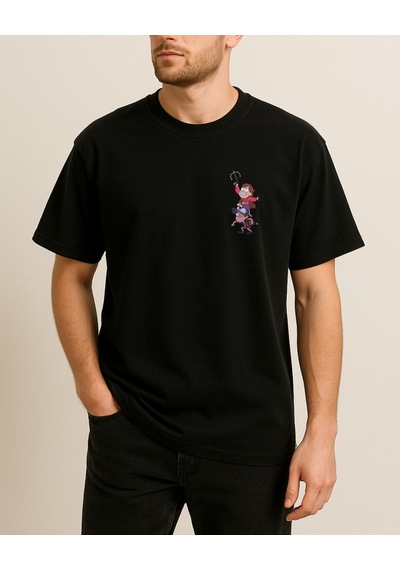 Dişsiz Tasarımlı Baskılı T-shirt Siyah