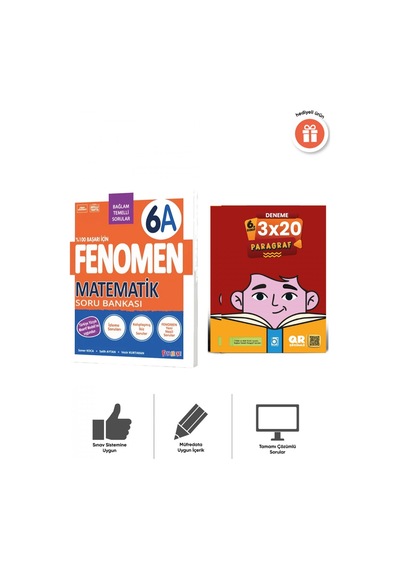 6. Sınıf Matematik A Soru Bankası + Paragraf Deneme Bigelio + Fenomen