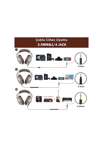 A71 Studio Hifi Kulak Üstü Kulaklık - 40khz Hi-res Audio, Çift Jak Girişli 3.5mm/6.35mm Gümüş