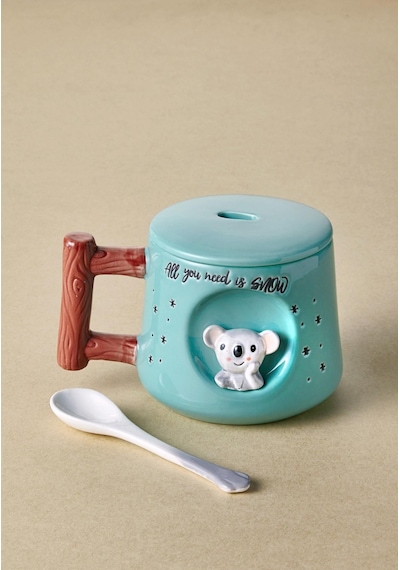 The Mia Koala Kapaklı Ve Kaşıklı Kupa 370 Ml