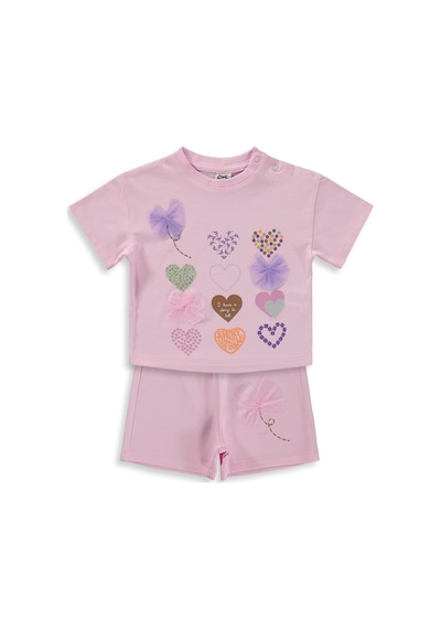 Civil Baby Kalp Nakışlı 6-18 Ay Takım - Pembe