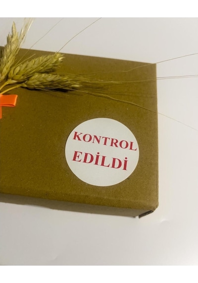 Kontrol Edildi Beyaz Etiket Kırmızı Yazı Yuvarlak Yapışkanlı Etiket 5x5 Cm 100 Adet