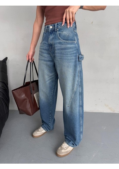 Baloon Fit Dikiş Detaylı Balta Cepli Tint Mavi Jean Mavi+tint Baloon Fit Dikiş Detaylı Balta Cepli Tint Mavi Jean Mavi+tint
