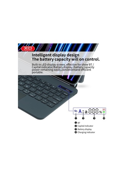 Touchpadli Ve Dijital Ekranlı Şarjlı Türkçe Q Tablet Klavyesi - Apple Uyumlu iPad 10.9 Ve 11 İnç