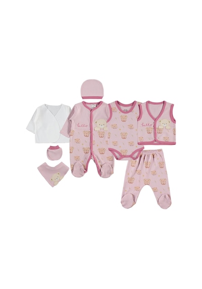 Civil Baby Ayı Empirme 8 Li Zıbın Setleri - Lila Soft Gül Kurusu
