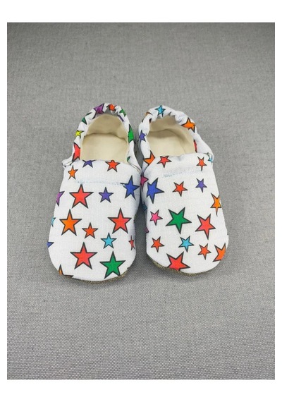 Loove Bebe Bebek Kız Erkekörme Kumaş Ergonomik Ev Kreş Patik Panduf Ayakkabı Yıldızlı Gri