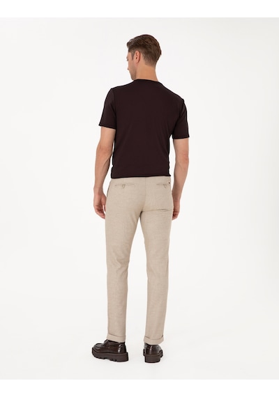 Pierre Cardin Bej Slim Fit Kordonlu Kanvas Pantolon 50310829-vr011