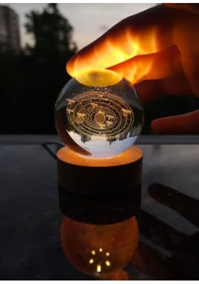 3d Kristal Cam Küre, Ahşap Soketli Gece Lambası,led, Sevgiliye Hediye, Noel, Öğretmenler Günü, Özel Tasarım Har 07379275