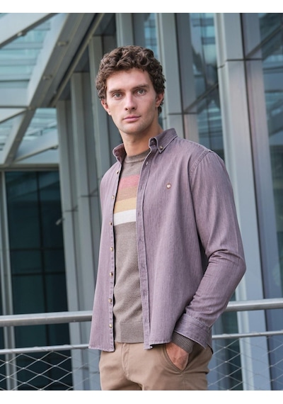 Kahve Erkek Gömlek Non Denim Slim Fit Taşlanmış Yıkamalı Ncs Jeans 7277-kahve Kahverengi