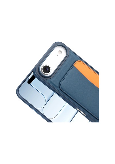 Apple     Uyumlu iPhone 17 Air Kılıf Kartlıklı Zore X-kart Silikon Kapak Turuncu