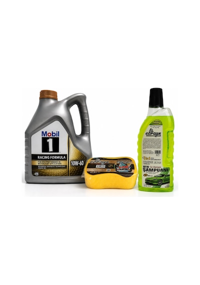 Mobil 1 Motorsport Formula Motor Yağı 10W-60 4 L + Oto Şampuan 1000 ML + Yıkama Süngeri