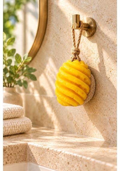 Dekoratif Kokulu Sabun & Peeling Etkili Asılabilir Dekoratif Banyo Sabunu & Ananas Şekilli Lifli Katı Sabun 9,5x8x5 Cm - 937753035 Diğer