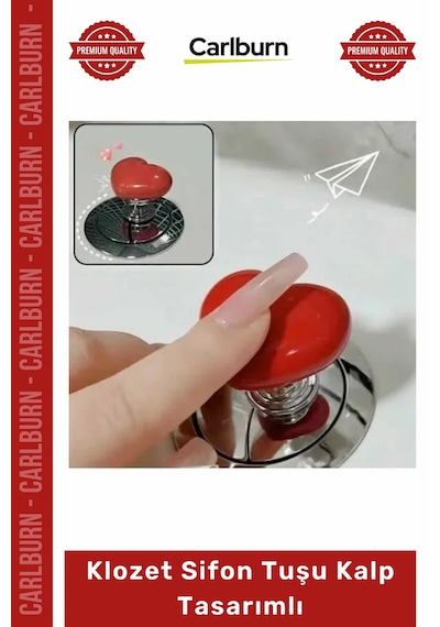 Özel Üretim Banyo Aksesuarı Yapışkanlı Şık Modern Dekoratif Estetik Klozet Sifon Tuşu Kalp Tasarımlı Çok Renkli