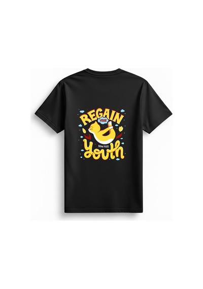 Paybuy Yay Pozu Gençlik Retro Tasarımı Baskılı Kadın Tişört Siyah