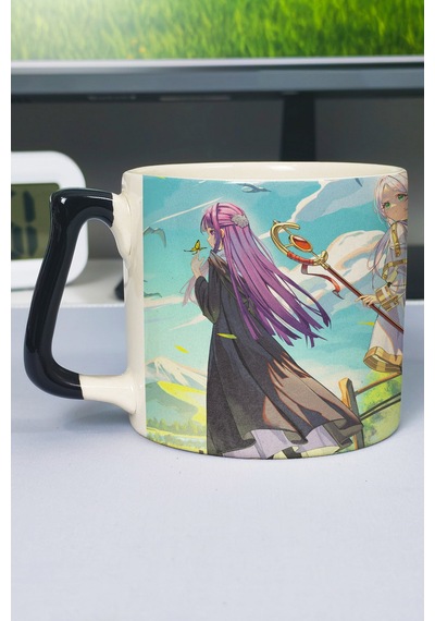 Sousou No Frieren Anime Baskılı Seramik Lüks Kupa 1 Adet Özel Siyah Kulp Dalga Kulp V2d Çok Renkli