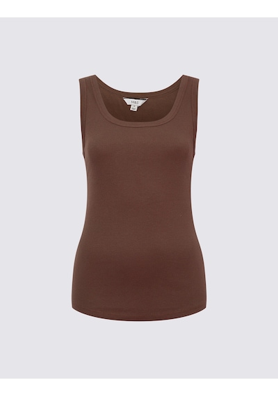Marks & Spencer Pamuk Karışımlı Ribana Slim Fit Atlet Kahverengi