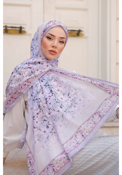 Mimiyum Lemon Flower Nayf İpek Şal - Lila