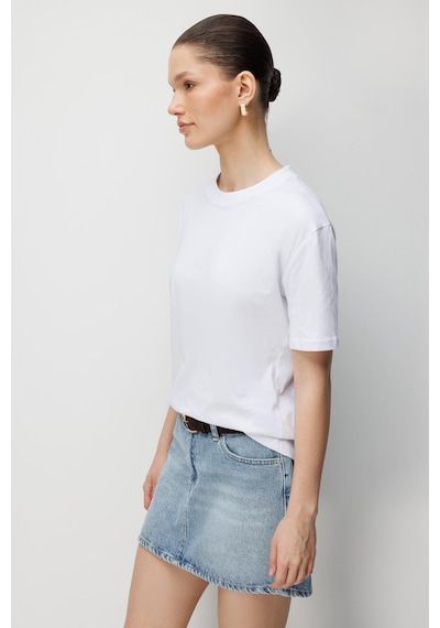 Mixray 48511 Kadın Oversize Basic %100 Pamuk 2 Li T-shirt Kahve Beyaz Kahverengi - Beyaz Mixray 48511 Kadın Oversize Basic %100 Pamuk 2 Li T-shirt Kahve Beyaz Kahverengi - Beyaz