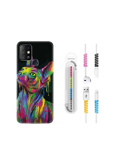 Infinix Hot 8 Kılıf Kablo Koruyuculu Color Cat 1754
