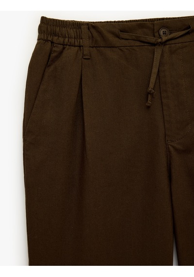 Koton Slim Fit Cepli Pileli Keten Karışımlı Düğmeli Beli Lastikli Bağcıklı Pantolon Koyu Kahverengi 6sam40167hw Koyu Kahve Koton Slim Fit Cepli Pileli Keten Karışımlı Düğmeli Beli Lastikli Bağcıklı Pantolon Koyu Kahverengi 6sam40167hw Koyu Kahve
