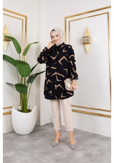 Hira Life Fashion Kadın Tesettür Giyim Ve Spor Giyime Uygun Düğme Detaylı Şık Desenli Dokuma Viskon Gömlek-tunik Siyah 3 Siyah 3 Hira Life Fashion Kadın Tesettür Giyim Ve Spor Giyime Uygun Düğme Detaylı Şık Desenli Dokuma Viskon Gömlek-tunik Siyah 3 Siyah 3