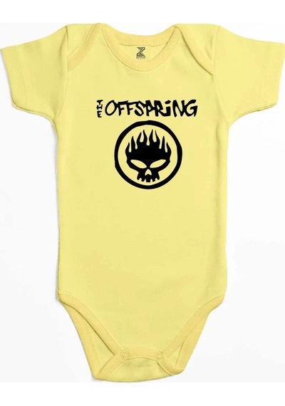 Zepplin Giyim The Offspring Logo Text Skull Pembe Bebek Body Zıbın