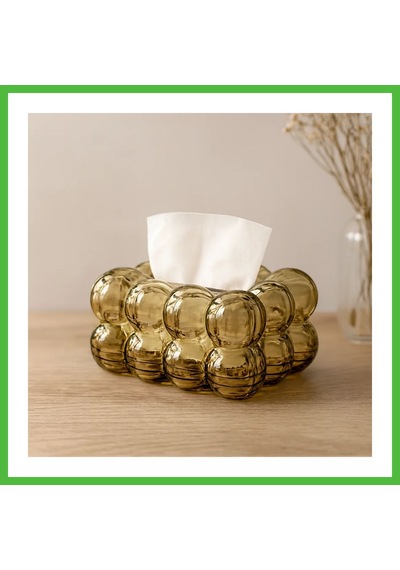 Vaveni Dekoratif Bulut Peçetelik Yaylı 19x13x9 Cm - Kahverengi Şeffaf Arz