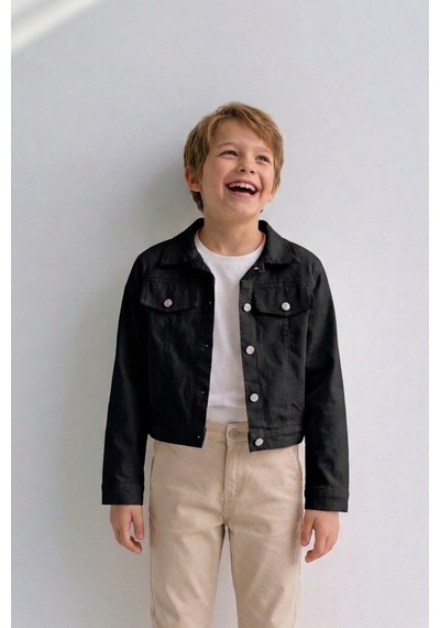 Esila Kids Erkek Çocuk Gabardin Ceket Yazlık İnce Ceket Siyah
