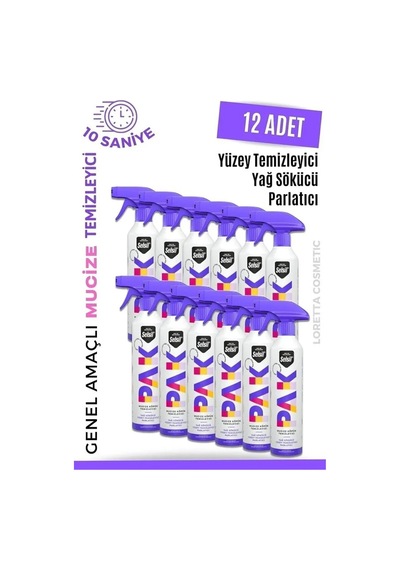 Selsil Pak 12 Li 500 Ml Köpük Temizleyici Sprey, Yağ Sökücü, Yüzey Temizleyici