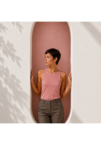 Bonbon Kadın Basic Kolsuz İçi Yarım Astarlı Tshirt Bb2538 Gül Kurusu