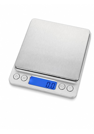 Dijital Hassas Mutfak Tartısı 3000 G Kapasiteli 0,1 G Hassasiyetli Lcd Ekranlı 6 Ölçüm Birimli Açık Gri