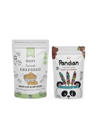 Organik Pandian Çocuk Çikolatası Ve Organik Bebek Bisküvisi Seti 300 G