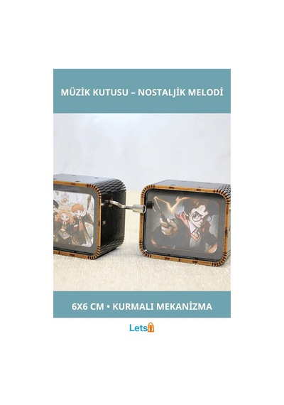 Harry Potter Temalı Ahşap Müzik Kutusu 6x6 Cm