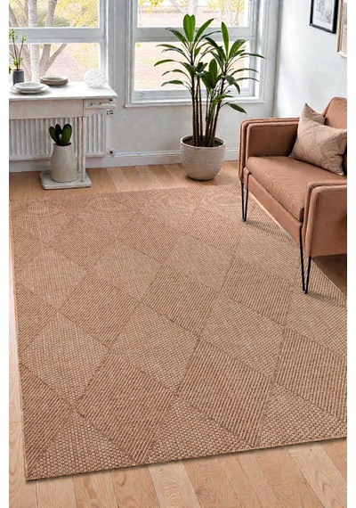 Doğal Jüt Görünümlü Dokuma Kilim Modern & İskandinav Desen Bej Bej