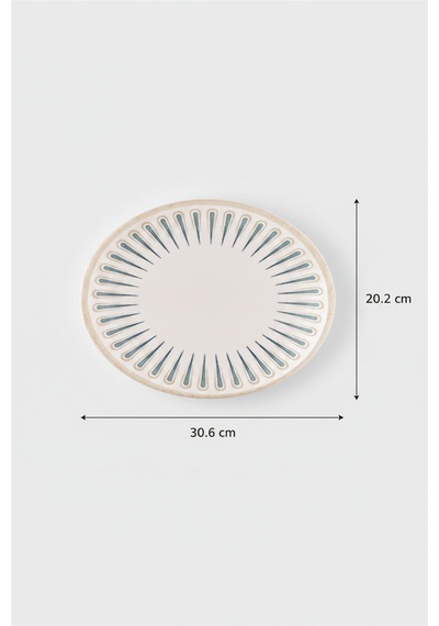 6'lı Ellips Oval Kayık Tabak 31cm Dijital Sierra Rinart Krem