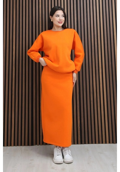 Lodmela Basic Comfort Şardonlu Etekli Takım 6073-oranj Oranj