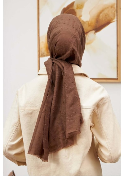 Bambu Kraş Şal Tesettür Giyim, Yüksek Kalite, Hafif, Rahat, Şık, Premium, Lux, Shawl, Scarf Kahve