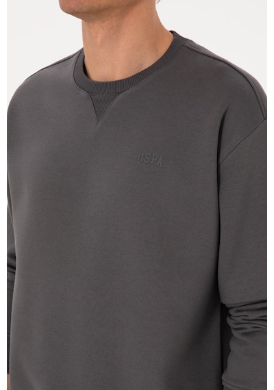 U.S. Polo Assn. Erkek Comfort Fit Bisiklet Yaka Şardonlu Gri Basic Sweatshirt 50313757-VR024