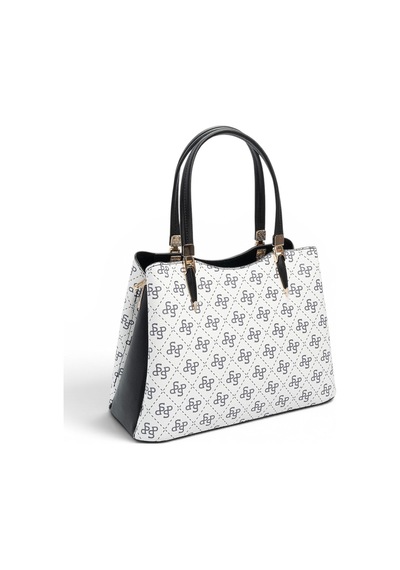 Silver & Polo Silver Polo Beyaz - Siyah Monogram Kadın El Çantası Sp1205