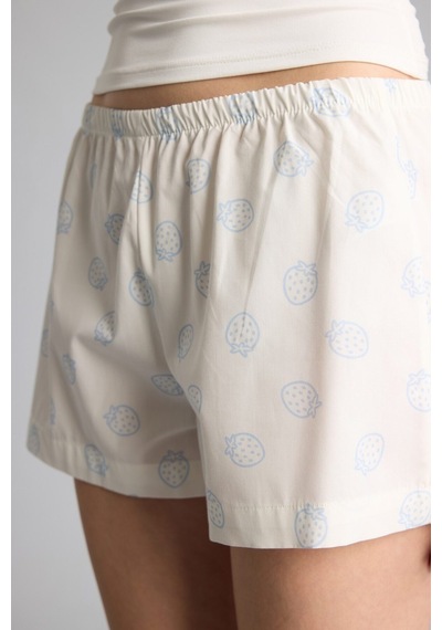 Defacto %100 Pamuk Regular Fıt Poplin Şortlu Pijama Alt H7289ax26hsbe250 Mavi-be250