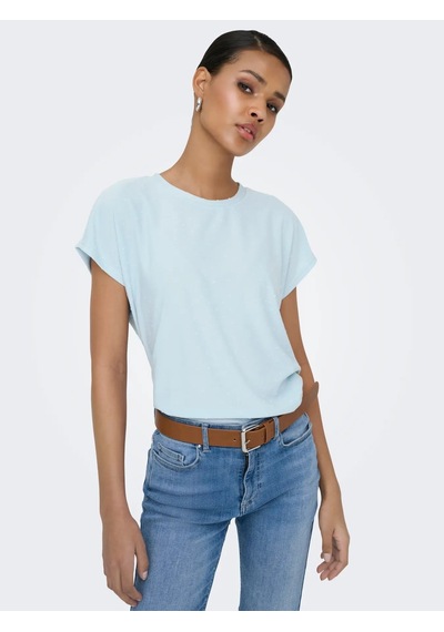 Only Onlmolly S/s O-neck Dobby Top Jrs Kadın T-shirt 15368563 Mavi
