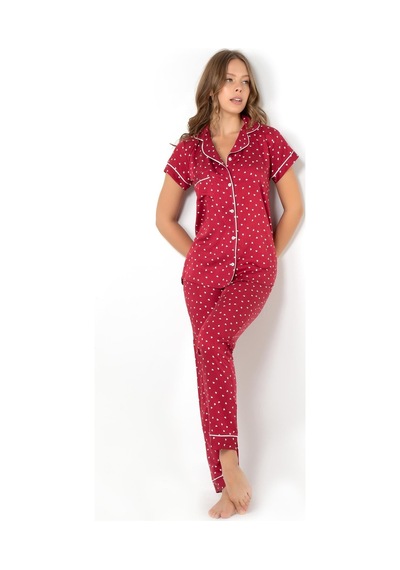 Miorre Doremi Burgundy Heart Kısa Kollu Pijama Takımı 001