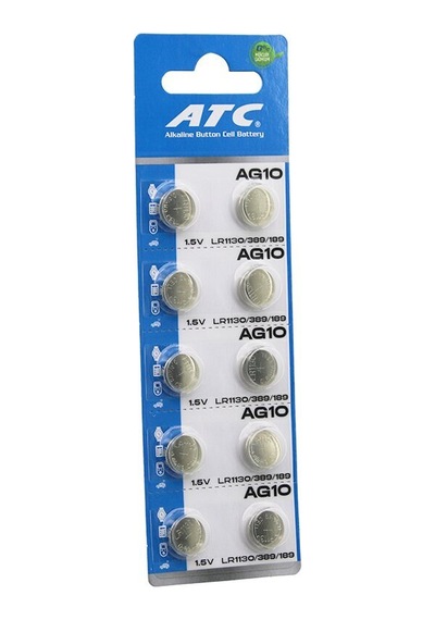 Atc Alkaline Button Battery 1.5v Ag10 10'lu Kart Lr-1130/389/189 Düğme Pil