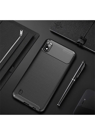 Samsung Galaxy Uyumlu A10 Kılıf Focus Karbon Kamera Korumalı Esnek Silikon Kılıf