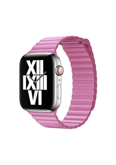 Watch Ultra 49mm Kordon Uyumlu Krd-09 Deri Lop Strap Kayış Mkst- Pembe