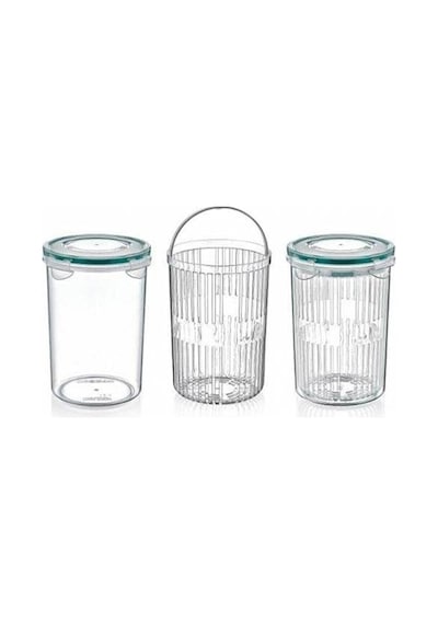 Meleni Home 2'li Set Süzgeçli Zeytinlik - Zeytin Turşu Saklama Kabı 1,5 Lt
