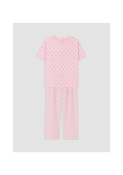 Lcw Dream Ekru Kiraz Desenli Kadın Pijama Takım