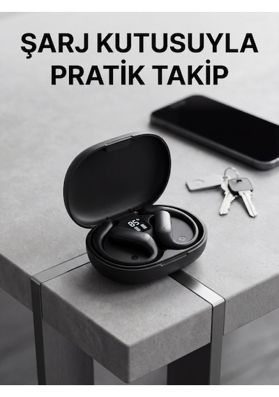 Bluetooth Kablosuz Kulaklık Kulak Kancalı Şarj Göstergeli - Lisinya Standart