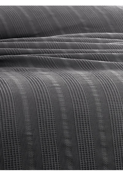 Çift Kişilik Waffle Pike 210x230cm, %100 Pamuk, Petek Tasarım, Antrasit Antrasıt Antrasit